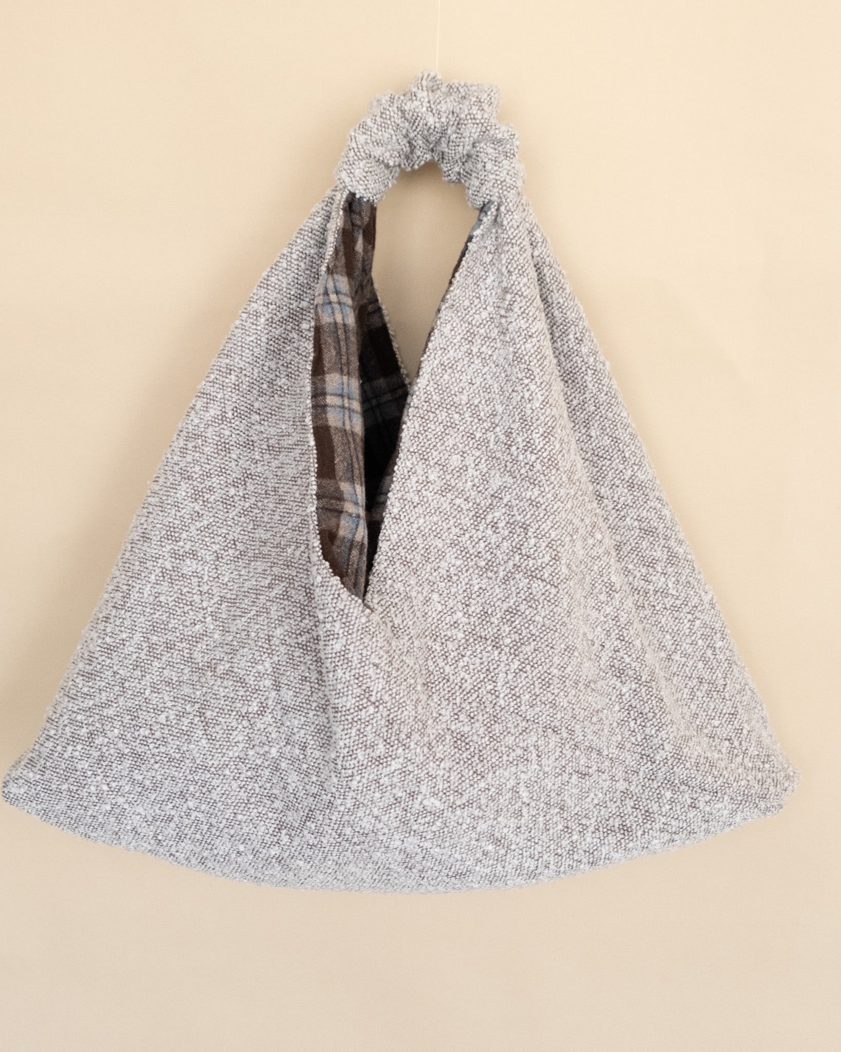 Borsa reversibile ALMA in bouclé e tessuto scozzese misto lana