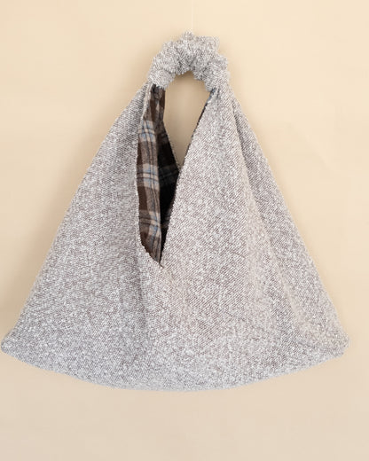 Borsa reversibile ALMA in bouclé e tessuto scozzese misto lana