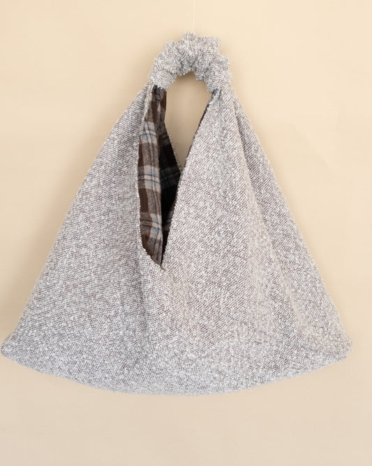Borsa reversibile ALMA in bouclé e tessuto scozzese misto lana