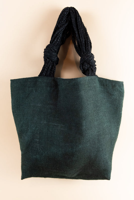 Borsa in juta nera vista frontale
