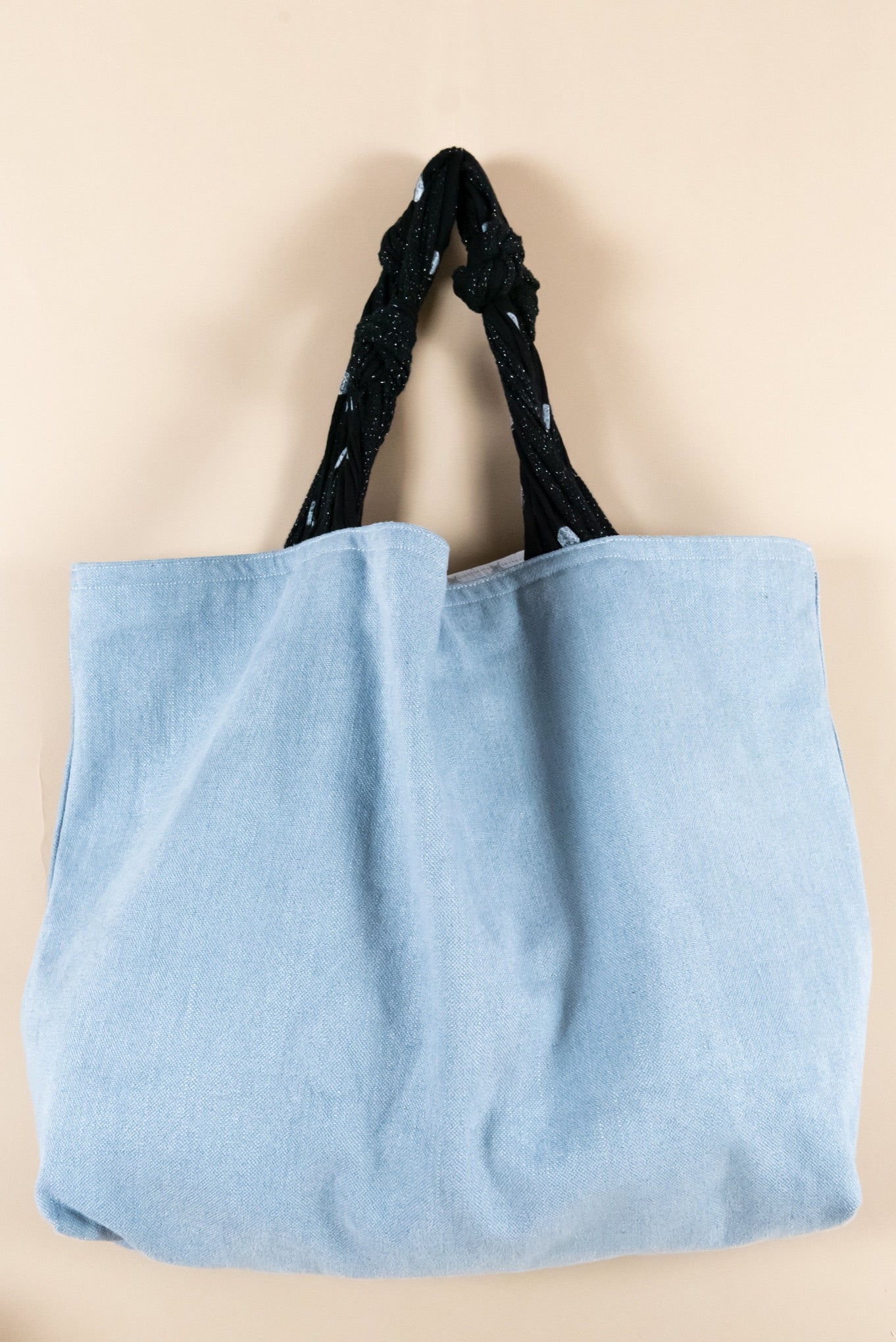 Borsa in denim  stella argento vista frontale 